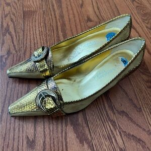 Gold Snakeskin Women's Shoes Italian Size 6,5